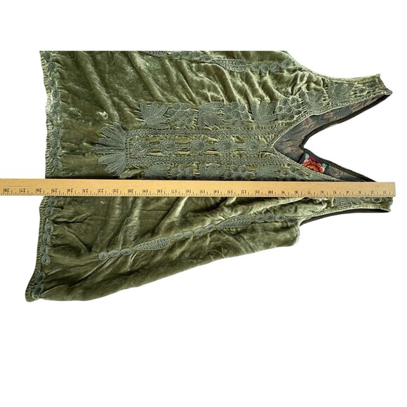 Johnny Was Yasmine Velvet Embroidered Sleeveless Silk Monochrome Green Size XS - Picture 7 of 11